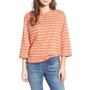 NWT Madewell Stripe Boatneck Top in Dried Coral